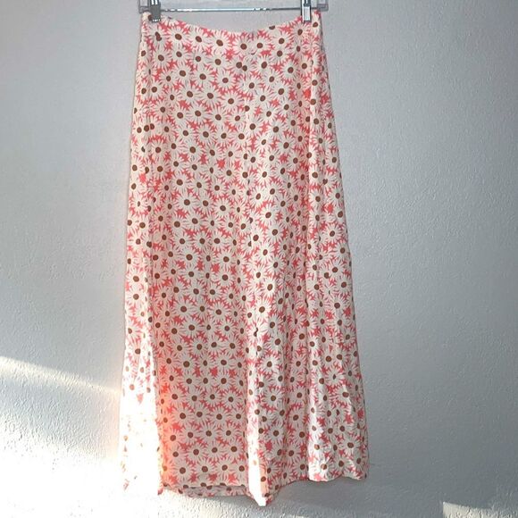 MNG a line flower print pink skirt sz M